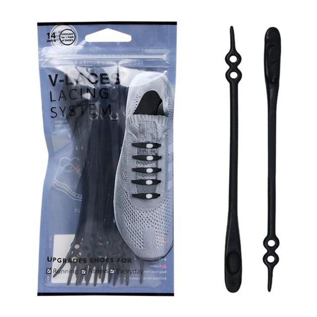 Silicone V elastic shoelace - black